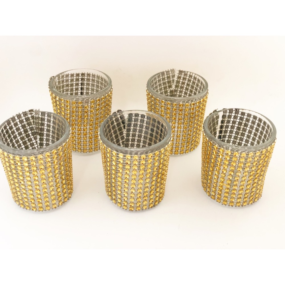 Holiday Gold Sequins Votive Set (5)